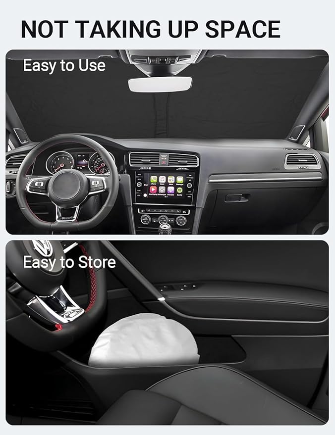 Proadsy Windshield Sun Shade for Volkswagen Golf GTI 2015-2021 4-Layer Foldable Front Sunshade Protector Sun Visor Blocks UV Rays Keep Car Cooler