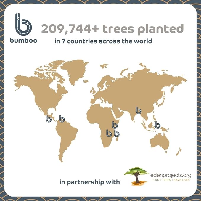 Bumboo Bamboo Toilet Roll 24 Pack | Toilet Paper 3 ply, 300 Sheets | Plastic-Free, Soft, Strong, Sustainable & Biodegradable Toilet Tissue