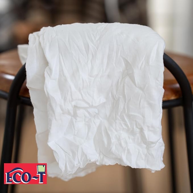 1 Lb Bag Eco-T Paint Rags - White T-Shirt Material, 100% Recycled, Eco-Friendly, High Absorbency, Low Lint, Low-Cost, Painting and Cleaning Cloth