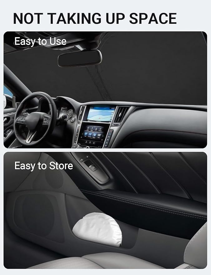 Proadsy 2025 Upgrade Windshield Sun Shade Custom Fit Infiniti Q50 2014-2025 4-Layer Foldable Front Sunshade Protector Sun Visor Blocks UV Rays Keep Car Cooler