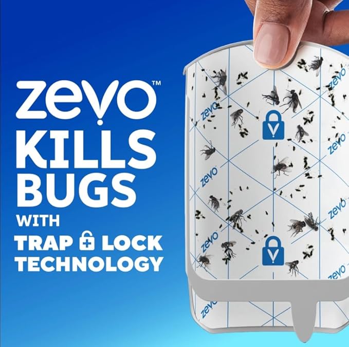 Zevo Indoor Flying Insect Trap Refills – 8 Refill Cartridges – Continuous Protection Against Flies, Fruit Flies & Gnats