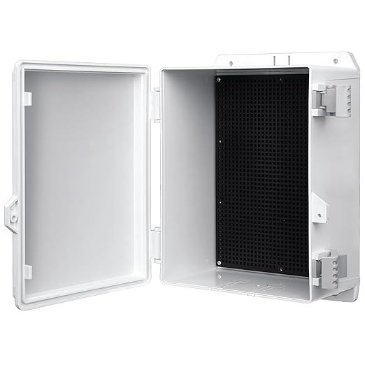 Electrical Junction Box 11"x7.4"x5" ABS Waterproof Enclosure Plastic Weatherproof Project Box with Internal Mounting Panel Hinged Cover (Grey Plastic)