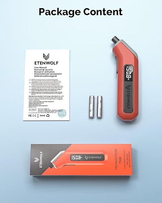 ETENWOLF Digital Tire Pressure Gauge 2 Pack, Industrial Tire Gauge 3-200 PSI, Calibrated to ANSI B40.7 Grade 2A(Plus-Minus 0.5%), Air Pressure Gauge with Replaceable AAA Batteries (Vivid Orange)