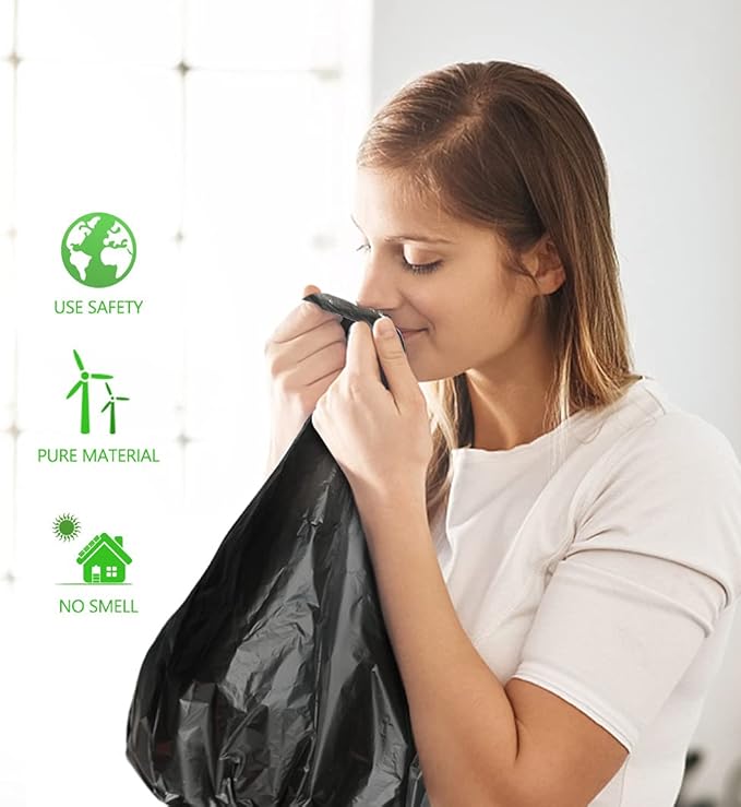 0.5 Gallon Mini Trash Bags Garbage Bags, Tiny Bathroom Trash Can Liners by Teivio, Small Plastic Bags for Desktop Trash Bin/Dog/Poop Car, Fit 2 Liters or Less Can (220 Counts, Black)