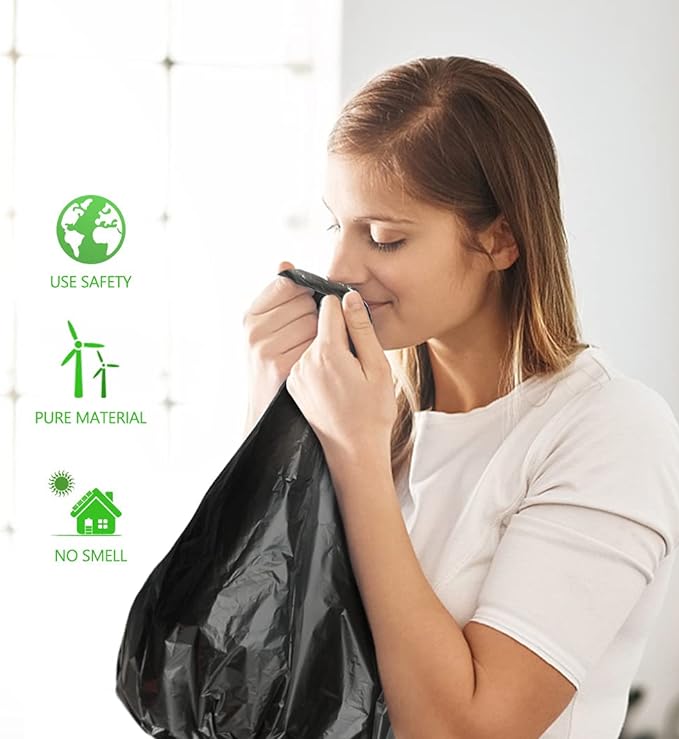 Teivio 2.6 Gallon 320 Counts Strong Trash Bags Garbage Bags, Bathroom Trash Can Bin Liners, Small Plastic Bags for Home Office Kitchen Kitchen (Black)