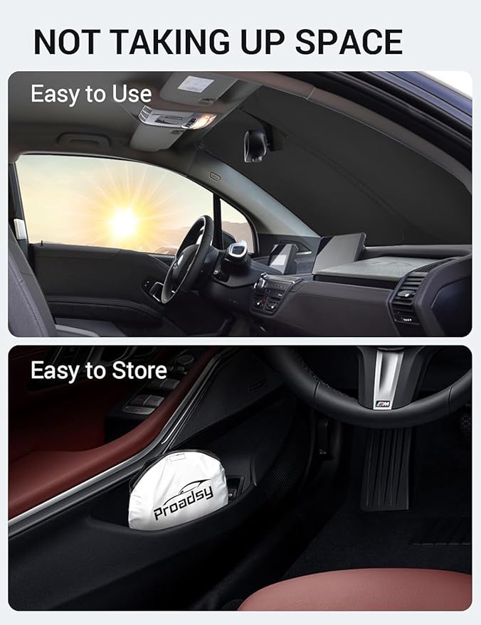 Proadsy Windshield Sun Shade for BMW i3 2014-2022 Foldable Front Sunshade Protector Sun Visor Blocks UV Rays Keep Car Cooler Accessories