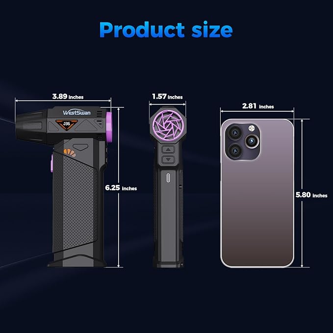 Compressed Air Duster, 210000RPM Electric Air Duster Equipped with Continuously Variable Speed, 320g Wind Pressure Turbo Blower, Rechargeable Cordless Jet Fan for Computer, Keyboard, Car Cleaning