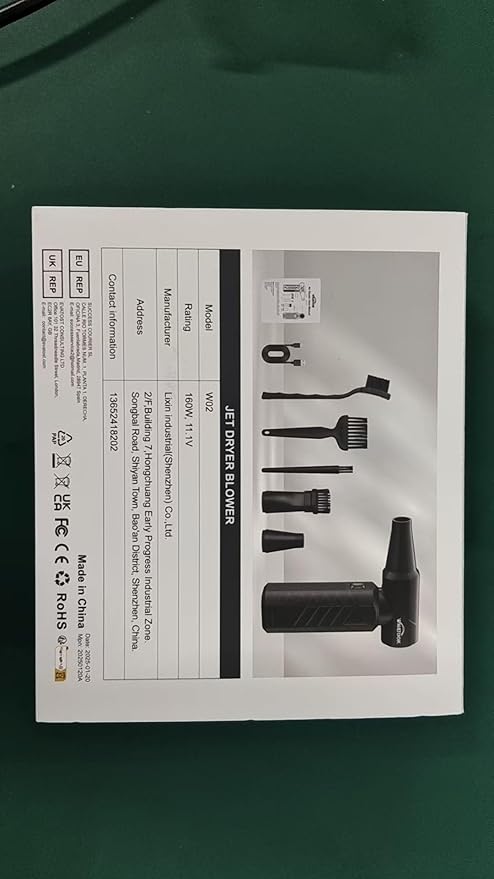 WHATOOK Compressed Air Duster: 180000RPM Air Blower with Stepless Speed Regulation Mode, Electric Air Duster with Brushless Motor, Air Duster for Keyboard, Computer, Car and Home Cleaning(Black)
