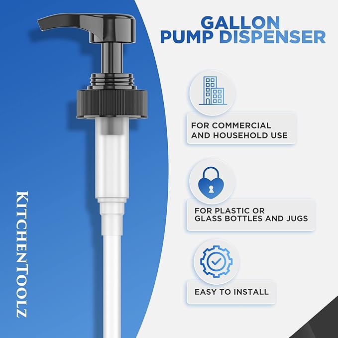 Gallon Pump Dispenser for Glass Jugs or Plastic Bottles - Compatible with Listerine Pump 1-1.5L Bottle Heavy-Duty Commercial Grade for Syrup, Soap, Condiments, Detergent - Pack of 6 Black Pumps