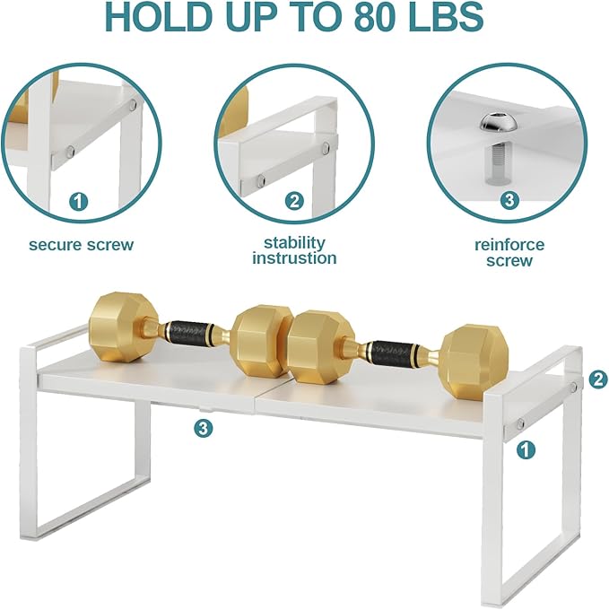 Cabinet Shelf Expandable Cupboard Under Sink Countertop Organizer Riser Rack for Kitchen Pantry Home Organization Extra Storage Space Saver Heavy Duty