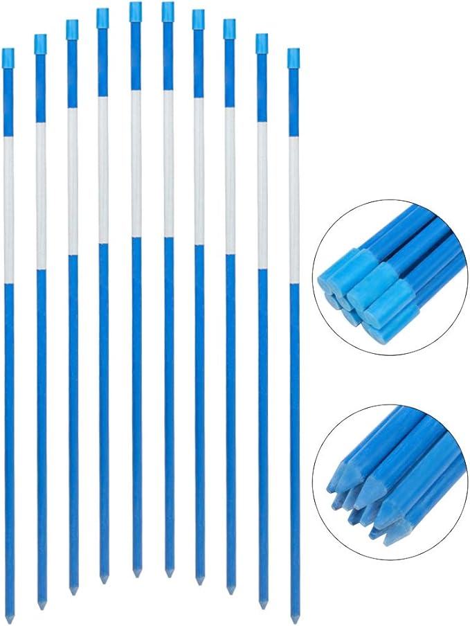 FiberMarker Driveway Markers 48-Inch Blue 20-Pack 1/4-Inch Dia Solid Driveway Poles for Easy Visibility at Night