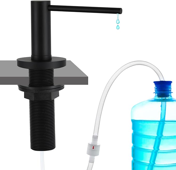 Gappo Upgraded Matte Black Soap Dispenser for Kitchen Sink, Stainless Steel Countertop Pump, Built in Sink Soap Dispenser with 47" Extension Tube kit