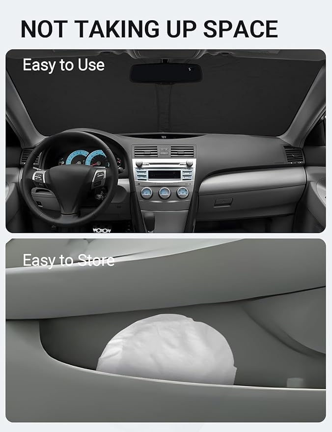 Proadsy 2025 Upgrade Windshield Sun Shade Custom Fit 2007-2011 Toyota Camry 4-Layer Foldable Front Sunshade Protector Sun Visor Blocks UV Rays Keep Car Cooler