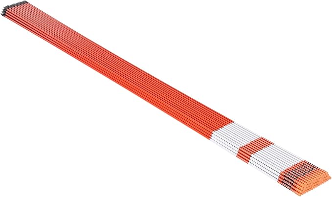 VEVOR Driveway Markers, 100Pcs 72 in Long 5/16 in Dia, Hi-Visibility Driveway Reflectors with 12 in Steel Drill Bits, Reflective Snow Sticks Fiberglass Pole for Parking Lots, Walkways, Snow Plowing