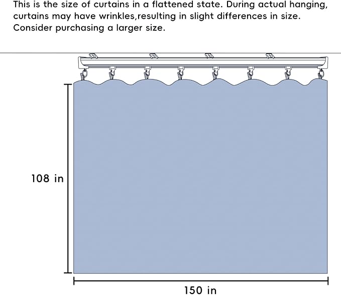 Room Divider Ceiling Mounted Curtains Track Sets Extra Wide Blackout Curtain Flexible Tracks for Bedroom Privacy Partition Separator, 1 Panel Grey Drape and White Rail, W12.5 x H9ft