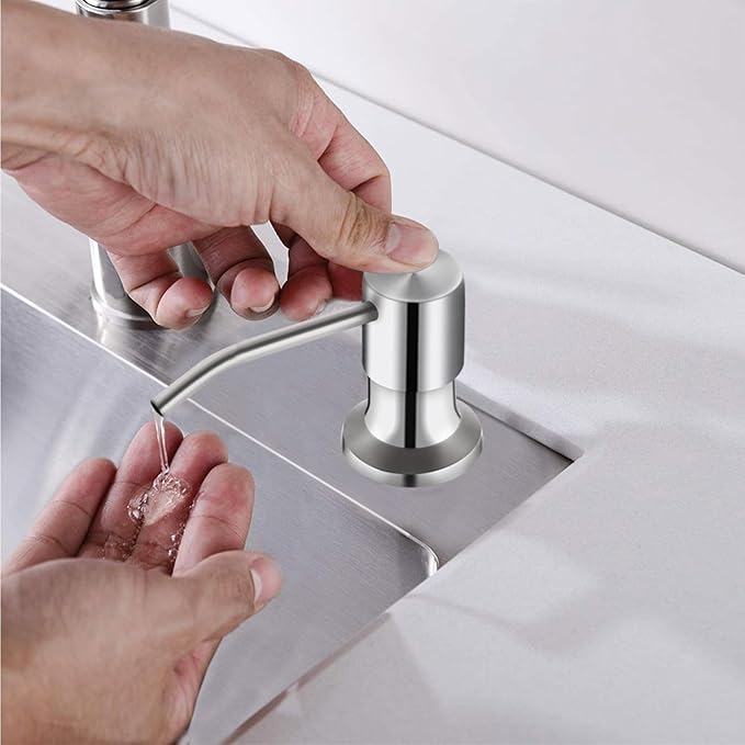 Sink Soap Dispenser, Kichen SoapDispenser, 47" Extension Tube kit, Under Sink Soap Dispenser Pump, No Need More Refills (Brushed Nickel)