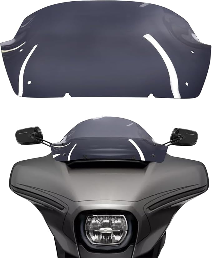 WYNMOTO 10" Smoke Wave Windshield Windscreen Wind Splitter Fit for Harley Davidson CVO Street Glide FLHXSE 2023-2024, Street Glide FLHX 2024-up (Smoke)