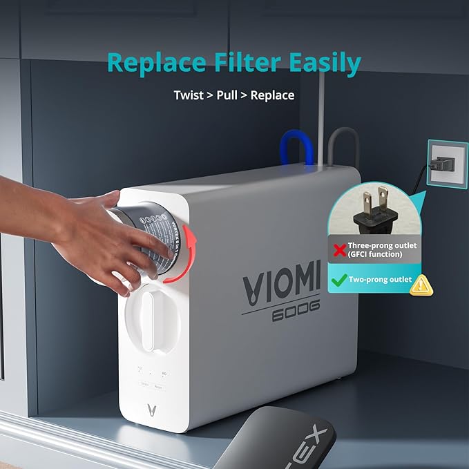 VIOMI® RO Water Filtration System,TDS PFOS&PFOA Reduction, 9 Stage Reverse Osmosis Water Filter, 600GPD, NSF/ANSI 372&53&42 Certified, Tankless Reverse Osmosis System Under Sink with Faucet