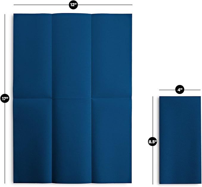 100 Linen-Feel Colored Paper Napkins - Decorative Cloth-Like Dark Blue Dinner Napkins - Soft And Absorbent. For Kitchen, Party, Wedding, Bathroom Or Any Occasion. (Pack of 100)