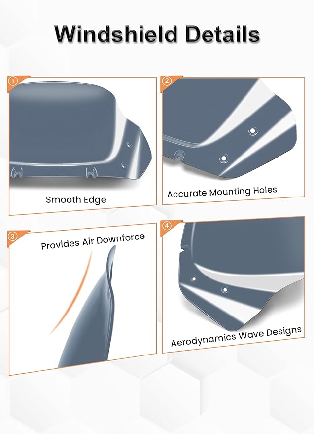 10" Wave Windshield Windscreen Wind Splitter Compatible with Harley Davidson Touring CVO Street Glide FLHXSE 2023-up,Street Glide FLHX 2024-up & FLXHU 2025-up (Tint)