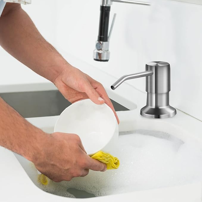 Soap Dispenser for Kitchen Sink and Extension Tube Kit, Stainless Steel SoapDispenser with 47 Inches Tube Connects Directly to Soap Bottle, Hand and Dish Soap Dispenser Pump (Brushed Nickel)