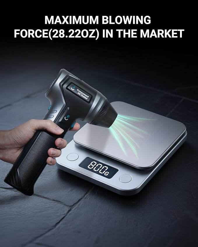 Electric Air Duster-28.22OZ Market Maximum Wind Pressure, Super Power Cordless Duster, Rechargeable Brushless Motor Durable Blower, 3-Gear Adjustable for Keyboard, Car, House, Patio