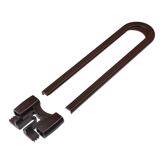 Sliding Cabinet Locks Baby Proofing – Adjustable Child Safety Latches for Knobs & Handles – 6 Pack – No Adhesive Drilling or Tools - Brown