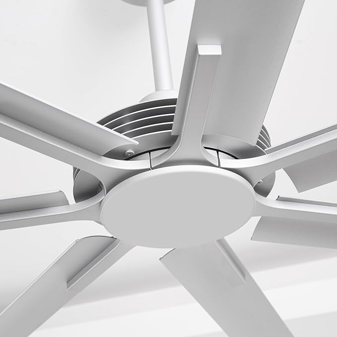 Industrial Ceiling Fans with Remote Control, 100 Inch Large DC Motor Ceiling Fans without Lights for Living Room Shop Garage Bedroom Indoor Outdoor, 6-Speed, Reversible 7 Aluminum Blades, Timer