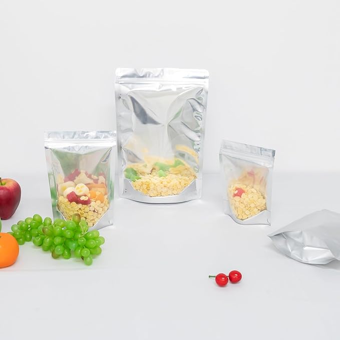 30PCS 12"X16" Mylar Bags for Food Storage with Clear Front Window,Smell Proof Stand Up Ziplock Pouch,Resealable Bags for Small Business Packaging Candy Coffee Bean Nuts Cookie Long Term