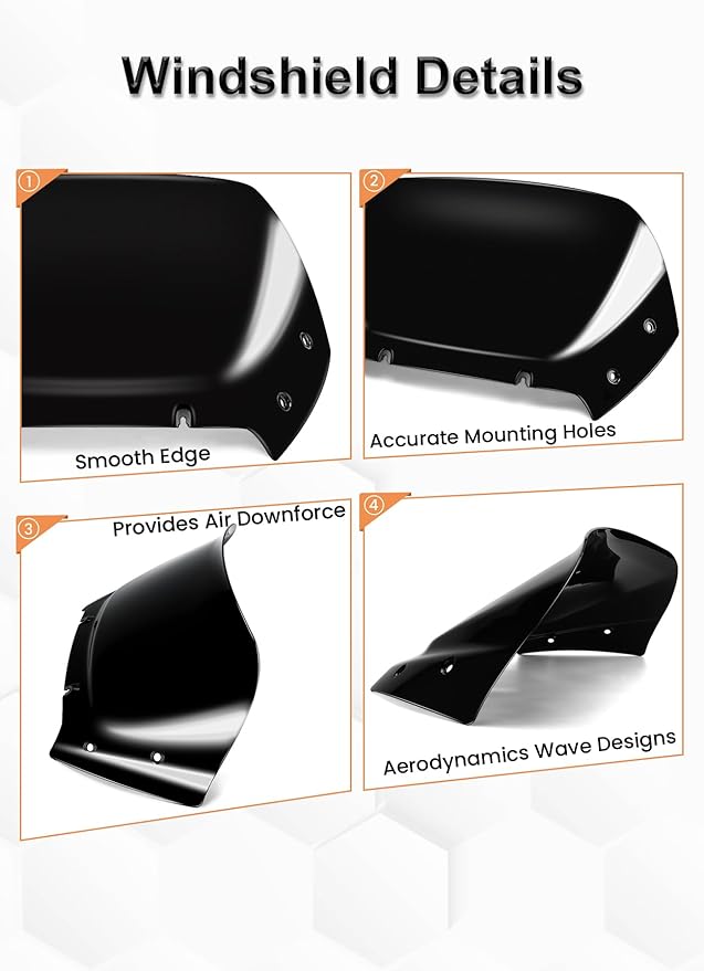 10" Wave Windshield Windscreen Wind Splitter Compatible with Harley Davidson Touring CVO Road Glide FLTRXSE 2023-up,CVO Road Glide ST FLTRXSTSE 2024-up,Road Glide FLTRX 2024-up (Black)