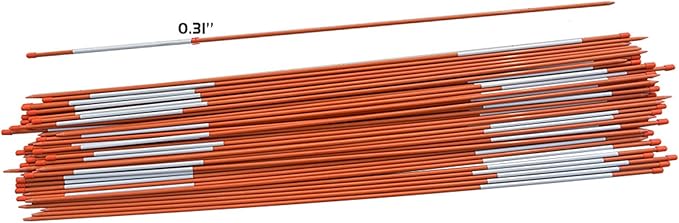 48Inch Orange Reflective Driveway Markers Snow Stakes Driveway Poles,Fiberglass Snow Stakes with 5/16Inch Diameter Reflective Tape for Easy Visibility at Night (50-Pack)