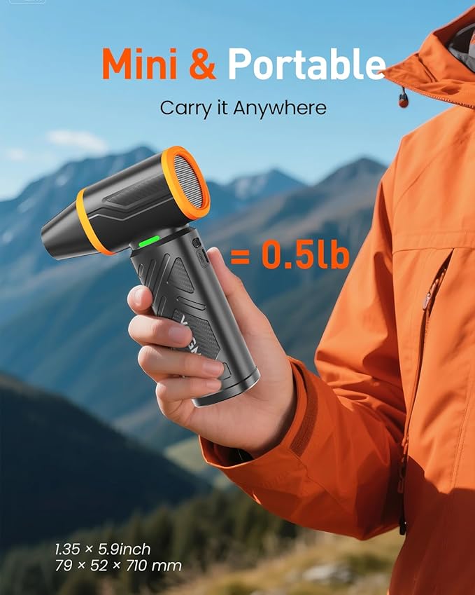V40 Compressed Air Duster-270000RPM 350G Super Power Electric Air Duster, 10000mAh Cordless Rechargeable Brushless Motor Air Duster, Stepless-Adjustable Air Blower for PC, Keyboard, Home, Car