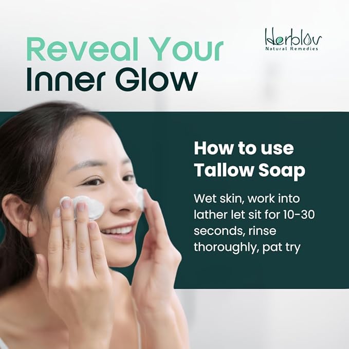 Beef Tallow Soap Bar – All Natural Grass Fed Tallow Soap Lavender – Moisturizing Face & Body Wash Great for Eczema, Dry, Itchy, Sensitive Skin – Handcrafted Bath Soap for Adults, Kids, Made in USA