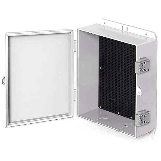 Electrical Junction Box 11"x7.4"x3.3" ABS Waterproof Enclosure Plastic Weatherproof Project Box with Internal Mounting Panel Hinged Cover (Grey Plastic)