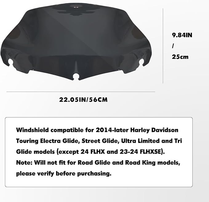 9" Windshield Windscreen for 2014-2024 Harley Davidson Touring Street Glide Electra Glide/Ultra Limited/Tri Glide FLHT FLHX FLHXS FLHTK, Smoke