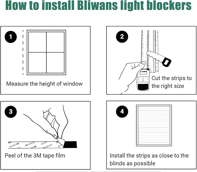 Light Blocking Strips for Window Shades and Blinds, 100% Blackout PVC Side Tracks Light Blocker for Blinds, Window Light Blocker for Bedroom(Black, 58", 2PCS)