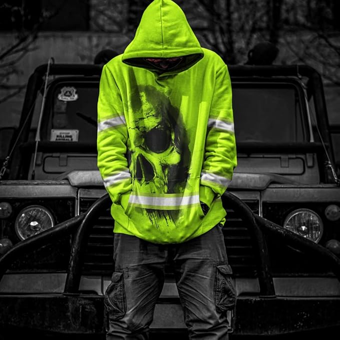Color US Flag High Visibility Hoodie for Men Women Reflective Tapes Safety Workwear for Worker Runner Patriotic
