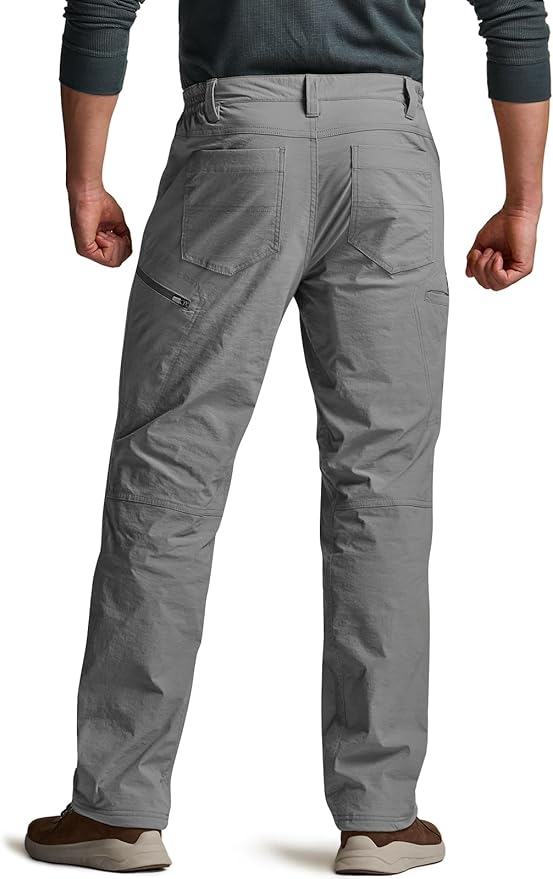 CQR Men's Winter Fleece Lined Pants, Water-Resistant Outdoor Stretch Work Pants, Windproof Casual Pants with Pockets
