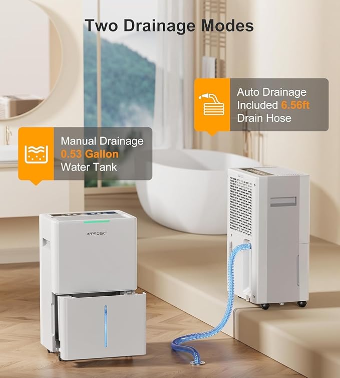 4000 sq.ft Dehumidifier for Basement with Drain Hose, 45 Pint Dehumidifiers for Home, Smart Compressor Dehumidifies for Large Room, Bedroom, 3 Modes, Intelligent Humidity Control, Auto Defrost