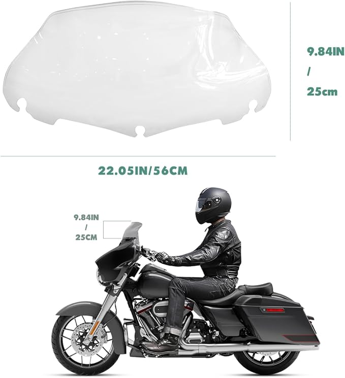 9 inch Clean Windshield Windscreen for 2014-2024 Harley Davidson Touring Street Glide Electra Glide/Ultra Limited/Tri Glide FLHT FLHX FLHXS FLHTK