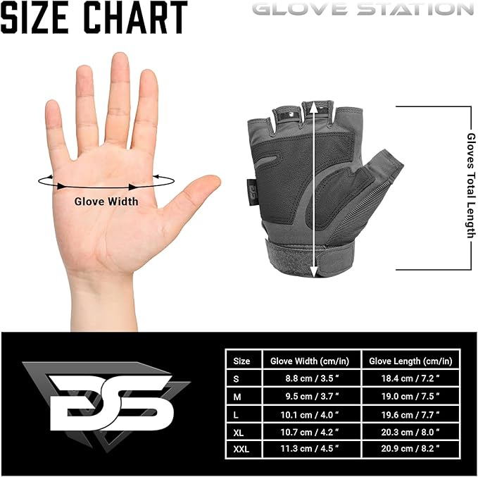 Glove Station- Fingerless Knuckle Tactical Gloves for Men - Motorcycle Gloves for Tactical Shooting, Airsoft, Hunting, Police Work and Hiking