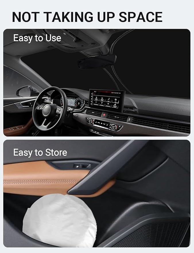 Proadsy 2025 Upgrade Front Windshield Sun Shade Foldable Sunshade Protector Custom Fit 2018-2024 2025 Audi Q5 SQ5 Premium, Premium Plus, Prestige Crossover SUV Winter Accessories