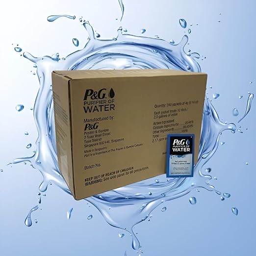 P&G Purifier of Water Portable Water Purifier Packets (Box of 240) - Emergency Water Filter Purification Powder for Emergency Kit, Survival, Camping, Hiking, Backpacking, and Disaster Preparedness