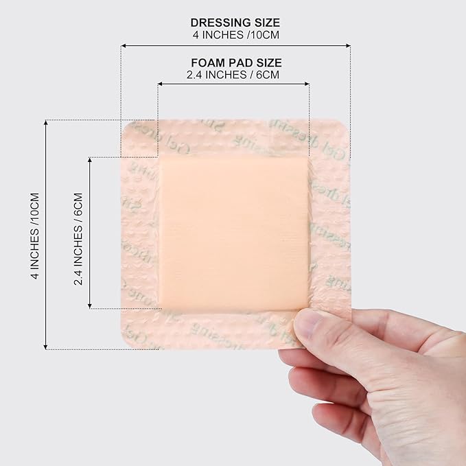 40Pcs Silicone Foam Dressing 4x4 Gentle Border, Waterproof Silicone Bandages for Wounds Care, Bed Sore Patches, Super Absorbent Wound Dressing, Self Adhesive Pressure Sore Pads