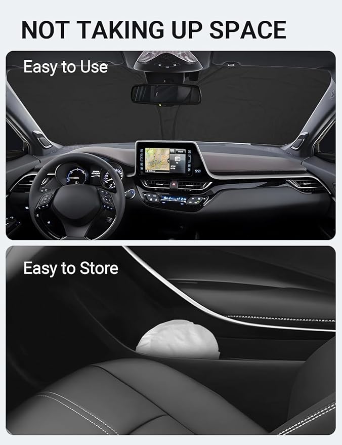 Proadsy Windshield Sun Shade for Toyota CHR 2018-2023 Custom Fit CH-R, XLE Premium CUV Winter Foldable Sunshade Protector Sun Visor Blocks UV Rays Keep Car CoolerAccessories