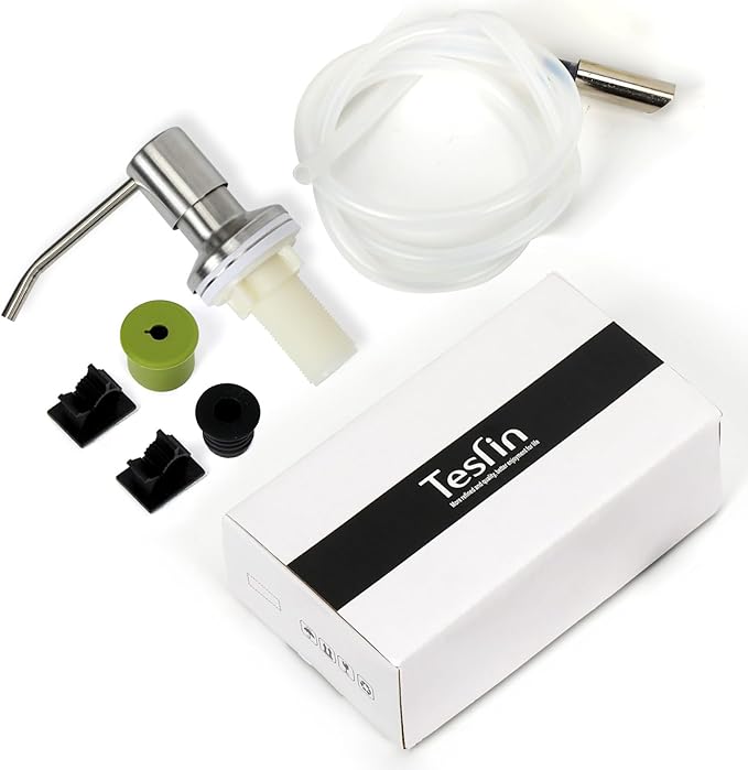 Dish Soap Dispenser for Kitchen Sink Built in Soap Dispenser Pump with 47" Extension Tube Kit Brushed Nickel