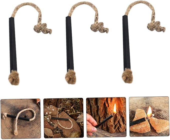 6pcs Camping Fire Starter Wicks Flammable Cords for BBQ Outdoor Survival Hiking Rope for Adventure Supplies and Emergency Use