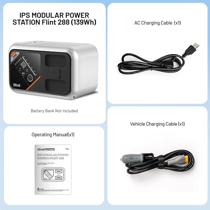 Litheli 288 Series Portable Power Station 139Wh Camping Lithium Battery Solar Generator, 300W AC/100W USB-C Outlets, 0-95% in 50Min, Power Bank(Solar Panel Optional) for Home Outdoor Emergency RV Van