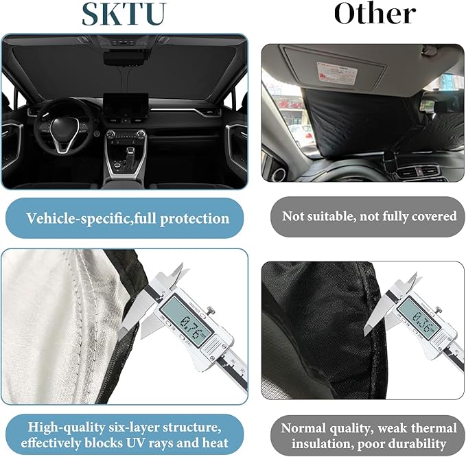 SKTU 2023 2024 2025 RAV4 Front Windshield Sunshade for 2019-2025 Toyota RAV4 Windshield Sun Shade Foldable for Blocks UV Rays and Blocks Heat and Sun Keeps Vehicle Cool