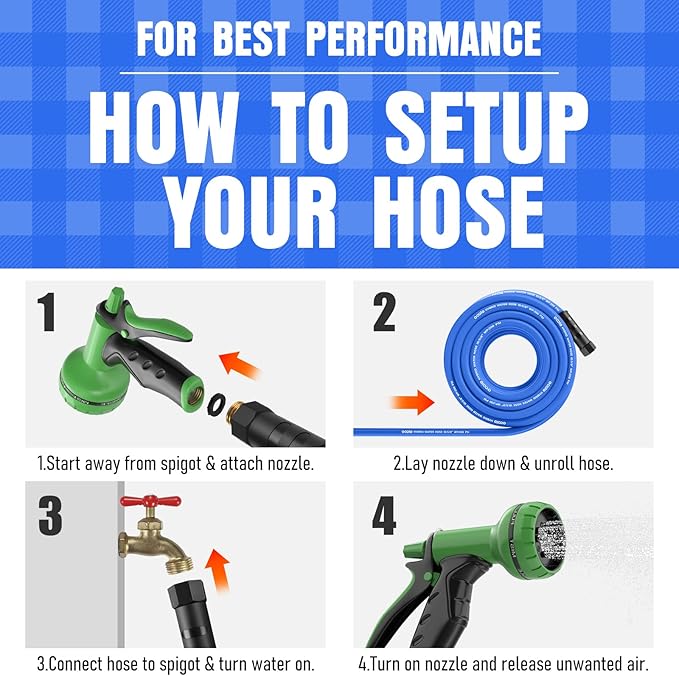 Heavy Duty Garden Hose 35 ft, Non-Expanding Flexible Water Hose, Kink Resistant Lightweight Hybrid Hose, Leakproof Hose Male to Female Fittings